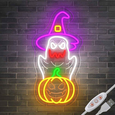 Halloween Neon Sign - Ghost II LED Wall Decor & Party Gift