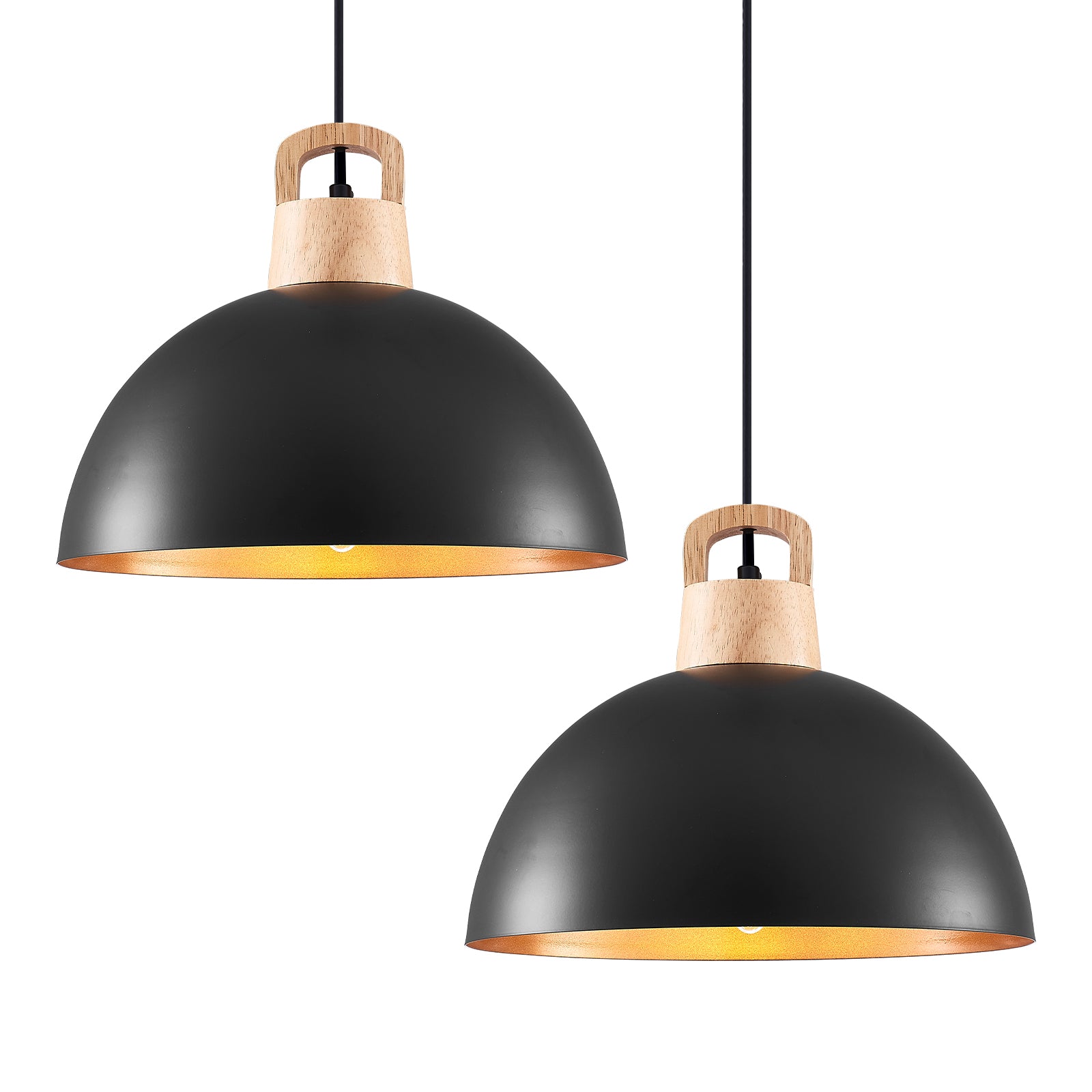 Black Pendant Light 11.8inches 2 Packs, Farmhouse Pendant Light, Industrial Pendant Light, Pendant Lights Kitchen Island, Kitchen Pendant Light for Kitchen, Bedroom, Living Room