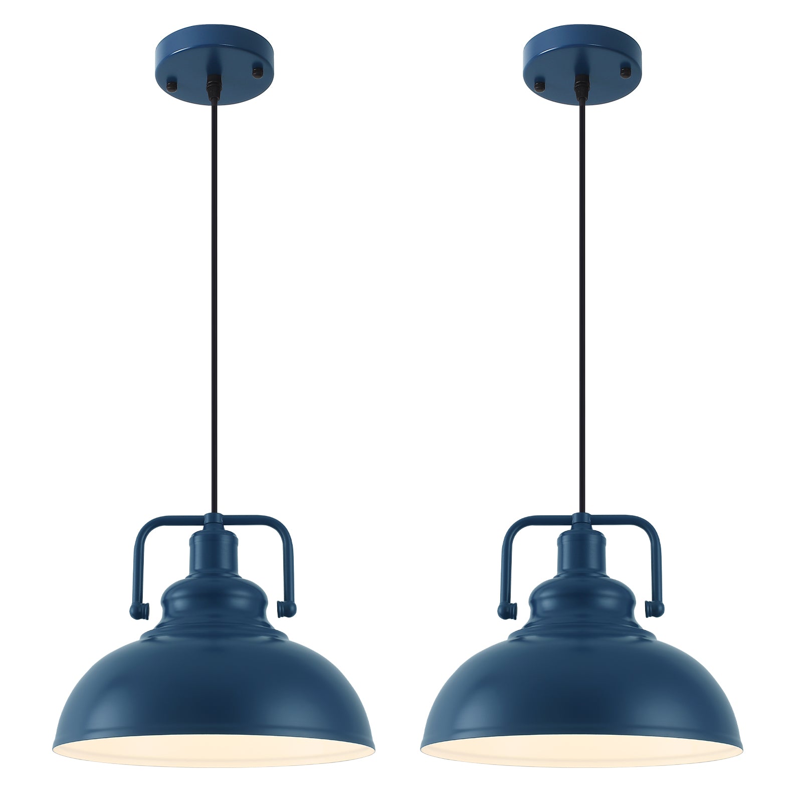 Matte Black Pendant Light Industrial Farmhouse Pendant Lights Adjustable Metal Hang Vintage Pendant Lights for Kitchen Island Island Dining Room Barn, E26 Base, 2 Pack