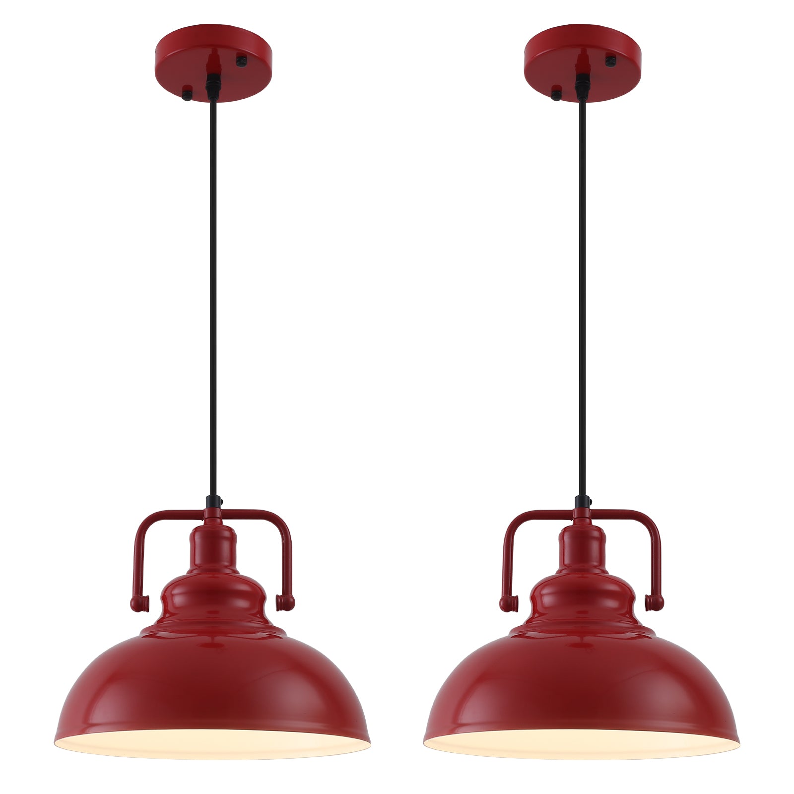 Matte Black Pendant Light Industrial Farmhouse Pendant Lights Adjustable Metal Hang Vintage Pendant Lights for Kitchen Island Island Dining Room Barn, E26 Base, 2 Pack