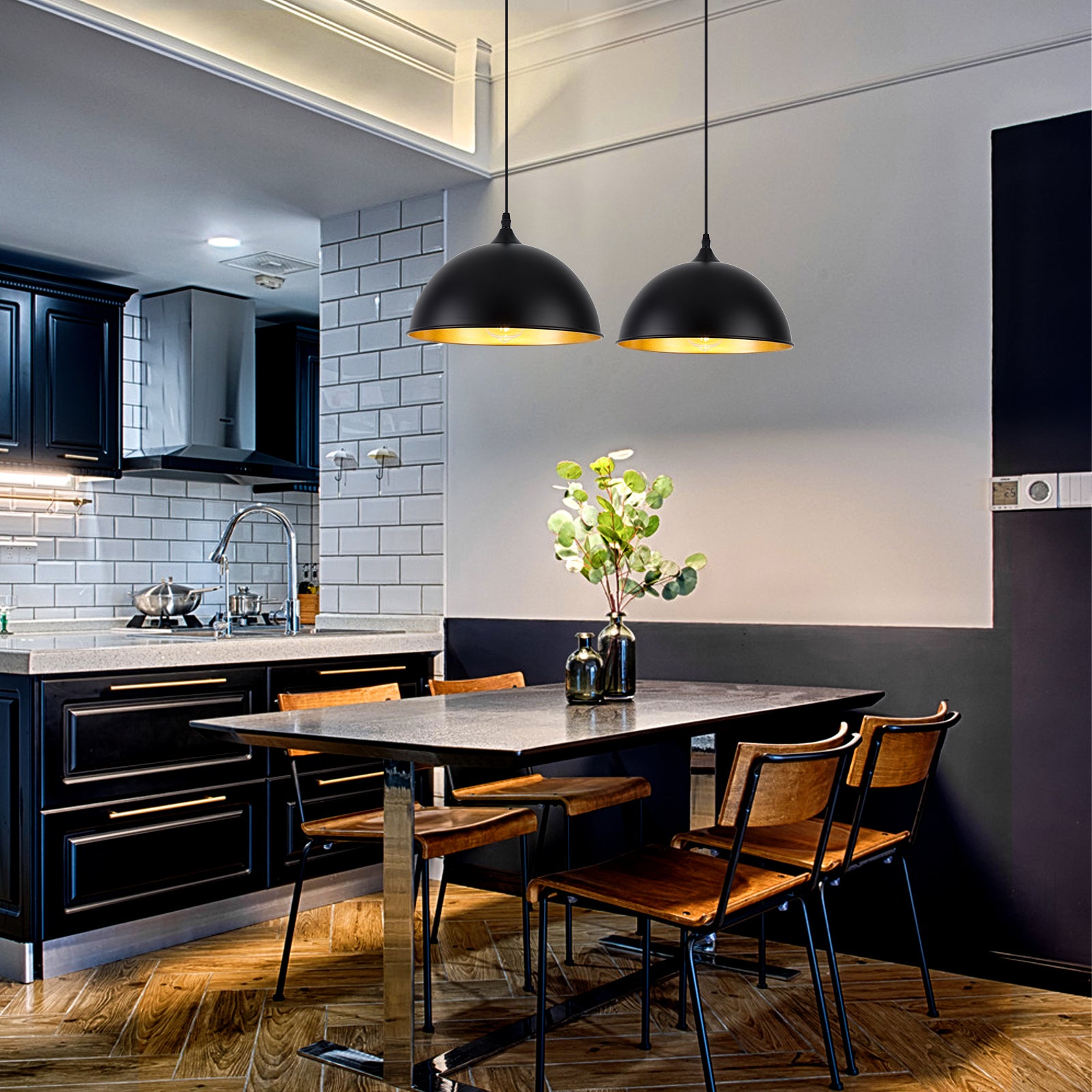 Black Pendant Lights Kitchen Island, 11.8