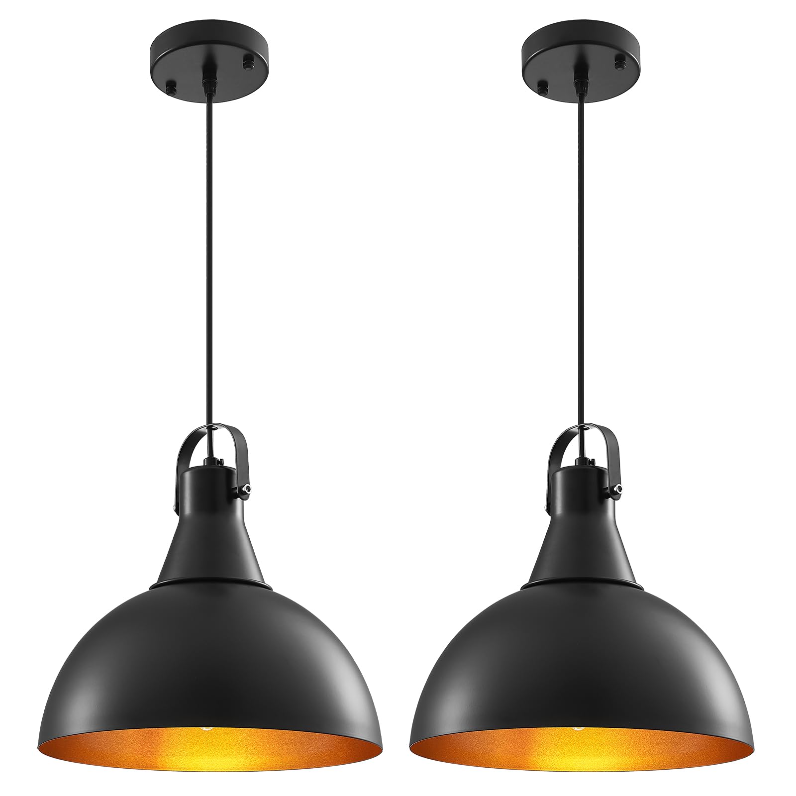 SESIEMNT Black Pendant Light 2 Packs, Kitchen Pendant Light, Farmhouse Pendant Light, Industrial Pendant Light, Pendant Lights Kitchen Island, Island Pendant Light for Kitchen, Bedroom, Office