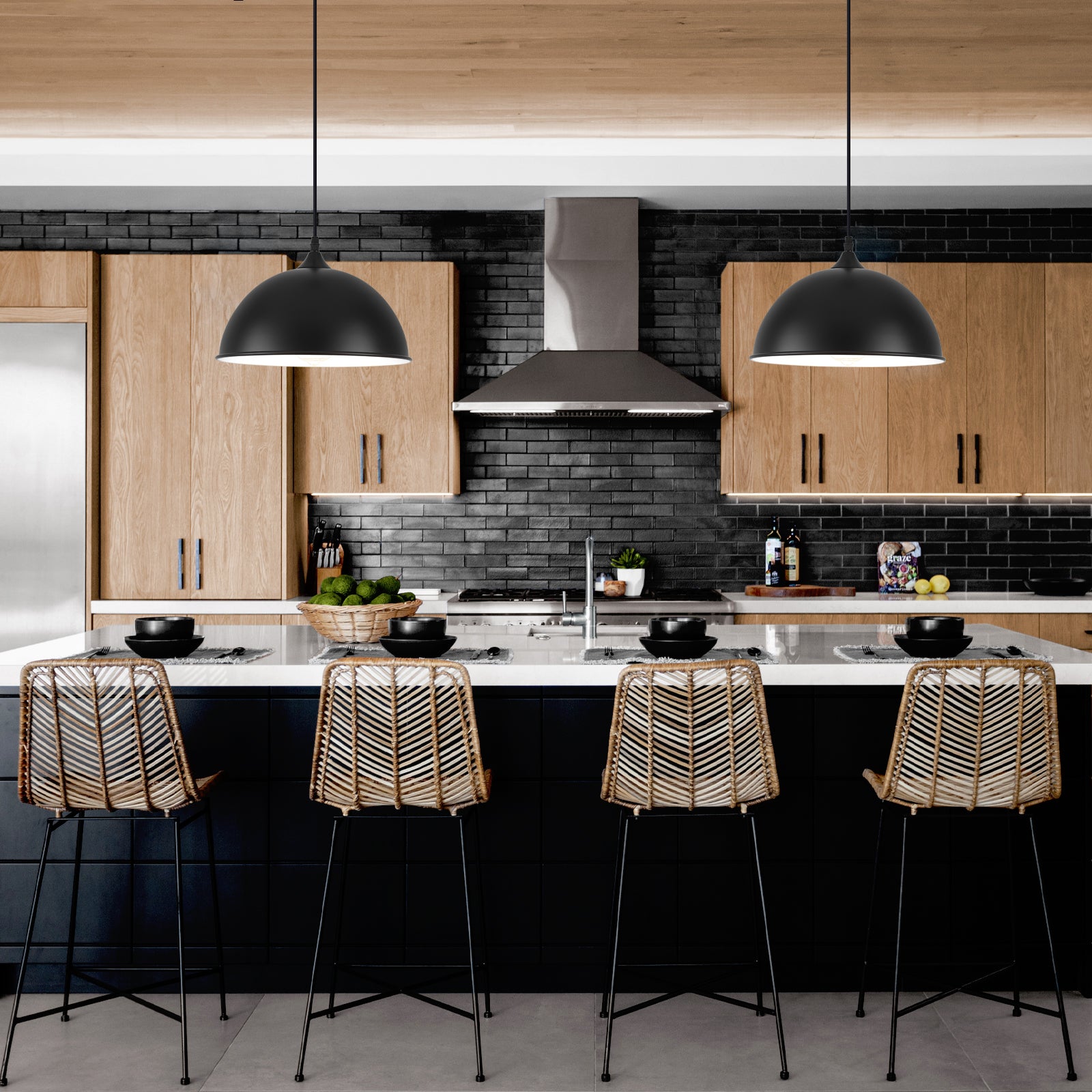 Black Pendant Lights Kitchen Island, 11.8