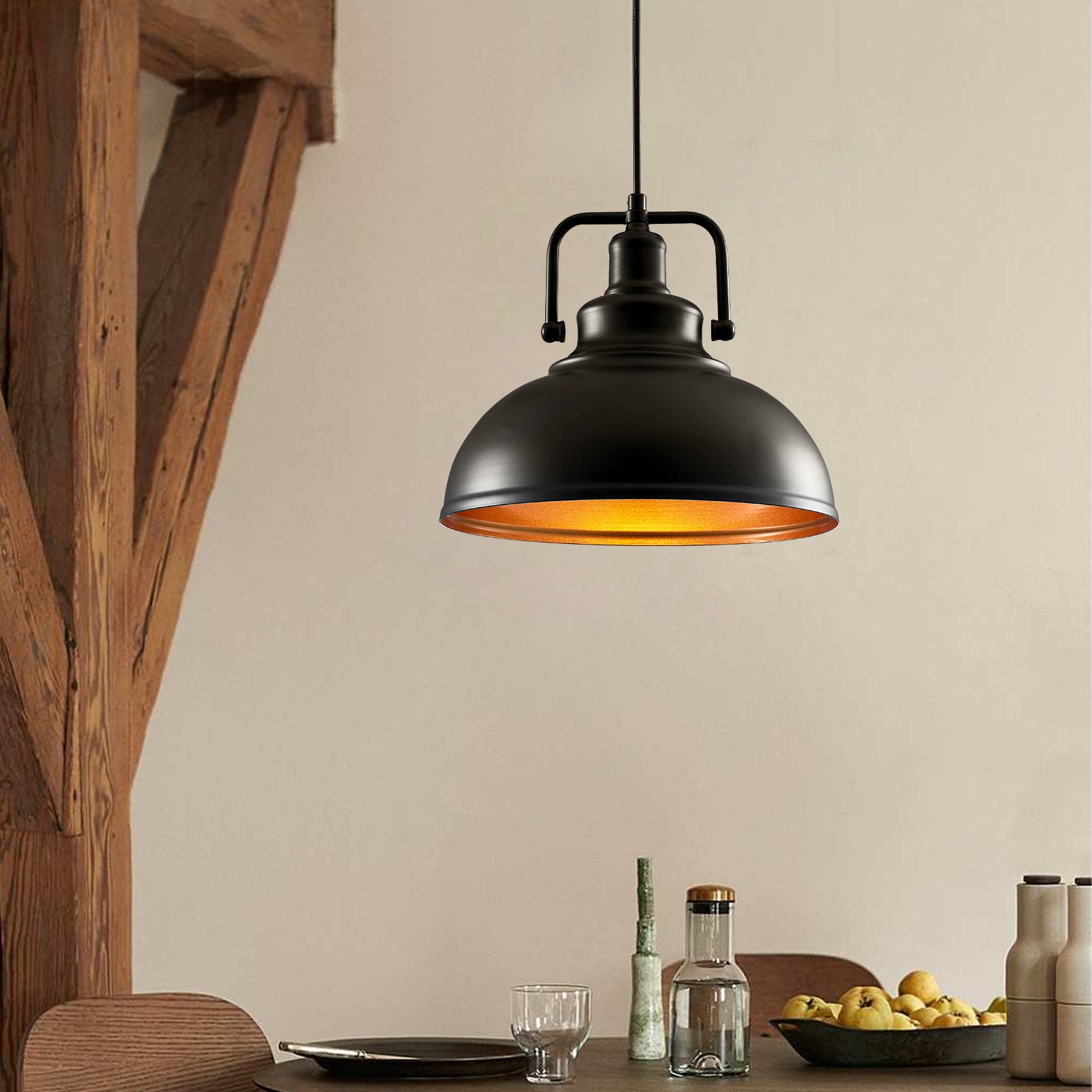 Matte Black Pendant Light Industrial Farmhouse Pendant Lights Adjustable Metal Hang Vintage Pendant Lights for Kitchen Island Island Dining Room Barn, E26 Base, 2 Pack