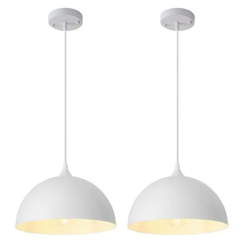 White Farmhouse Industrial Pendant Light 2-Pack