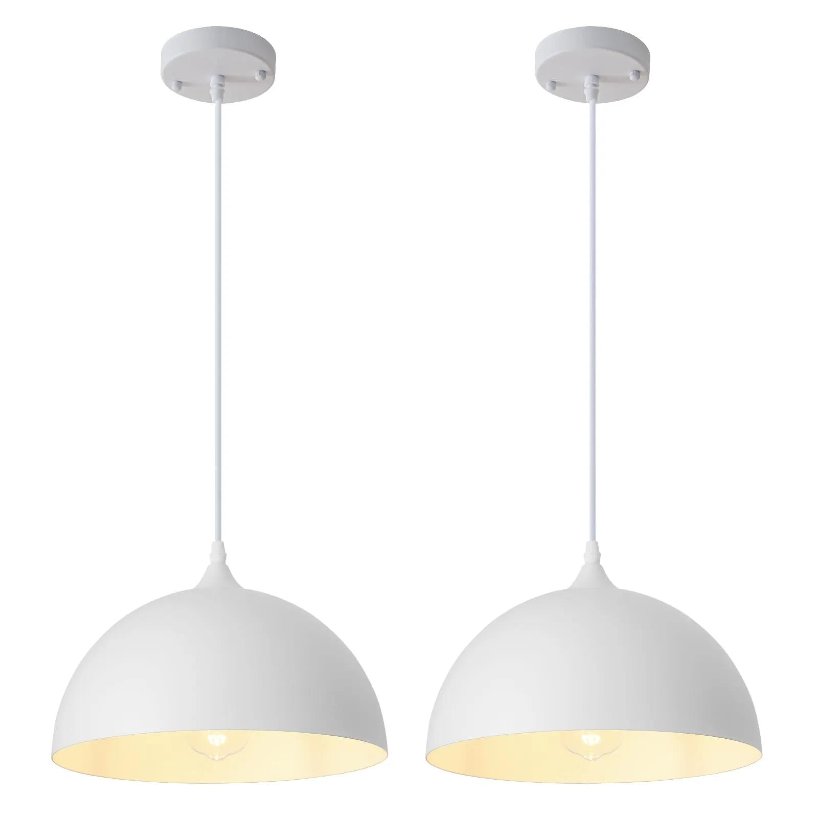 White Farmhouse Industrial Pendant Light 2-Pack