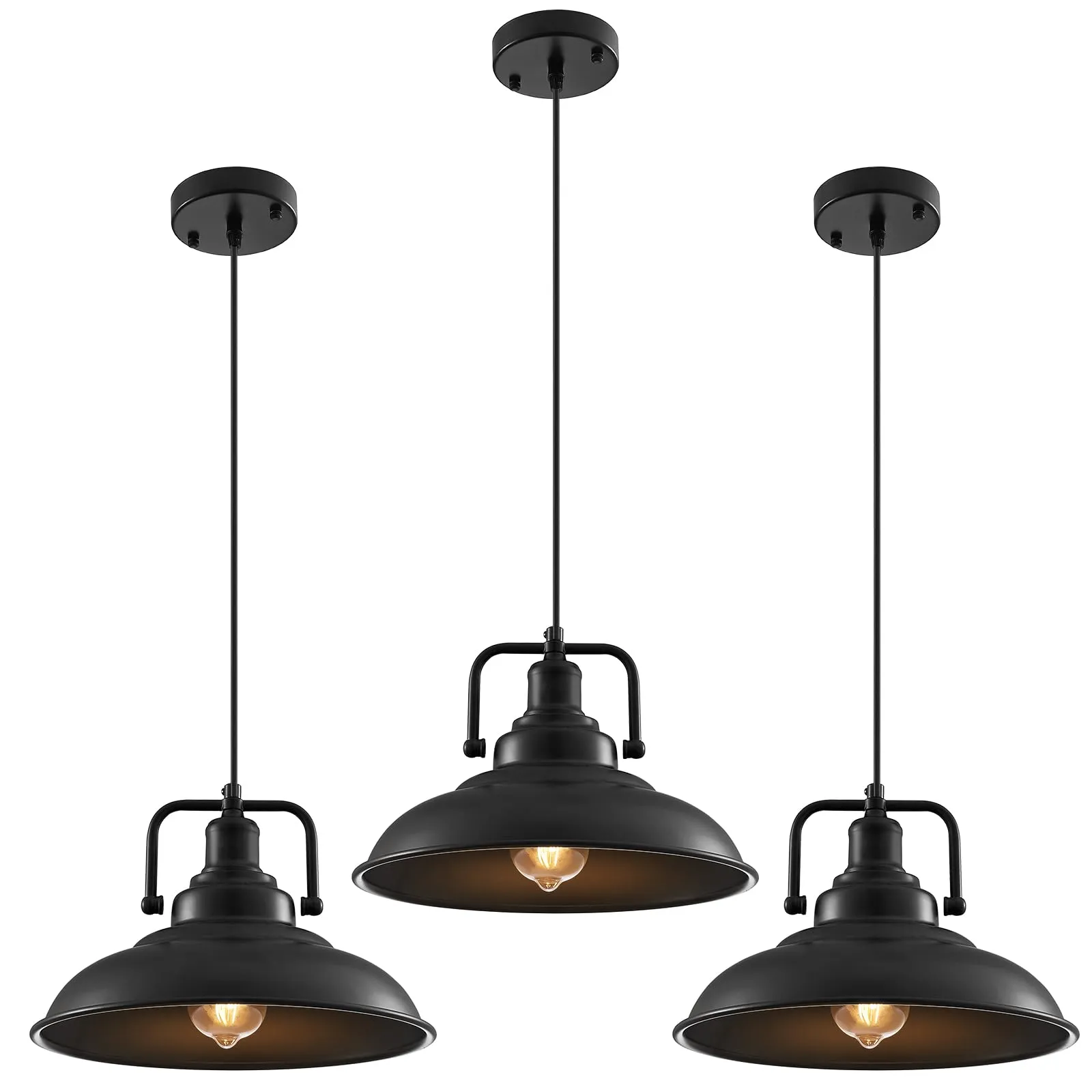 Black Farmhouse Pendant Light 3-Pack