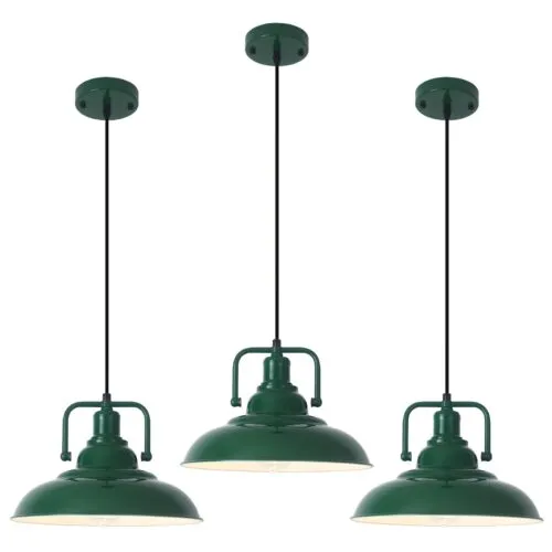 Green Farmhouse Industrial Pendant Light 3-Pack