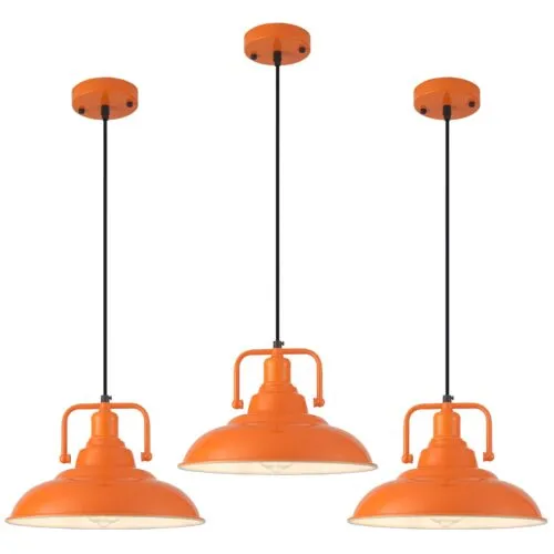 Orange Farmhouse Pendant Light 12.5 Inch 3-Pack