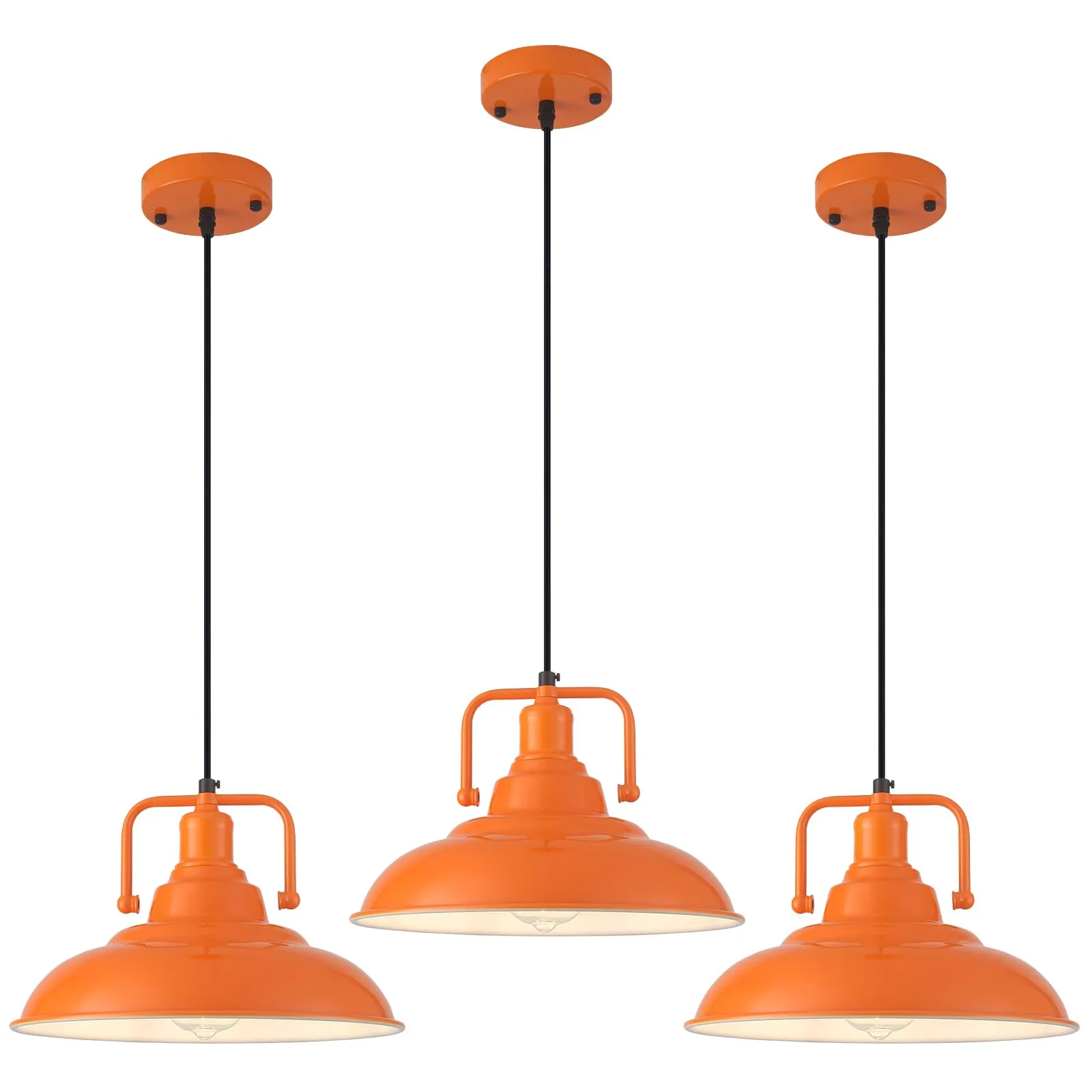 Orange Farmhouse Pendant Light 12.5 Inch 3-Pack