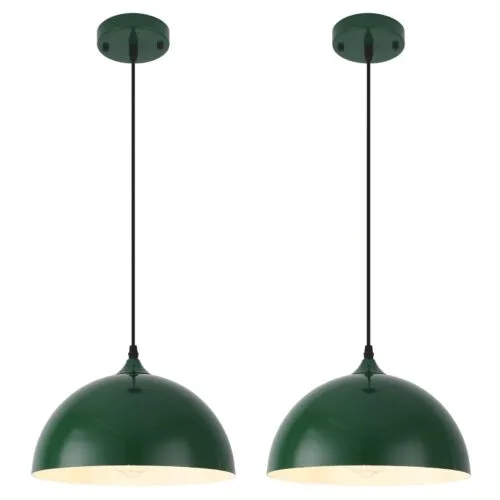 Green Farmhouse Industrial Pendant Light 2-Pack