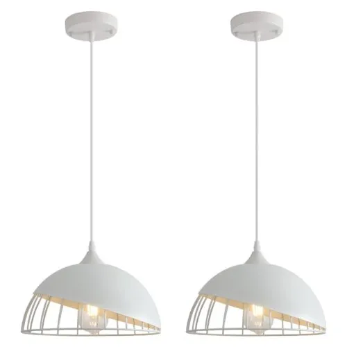 White Farmhouse Pendant Light 11.8