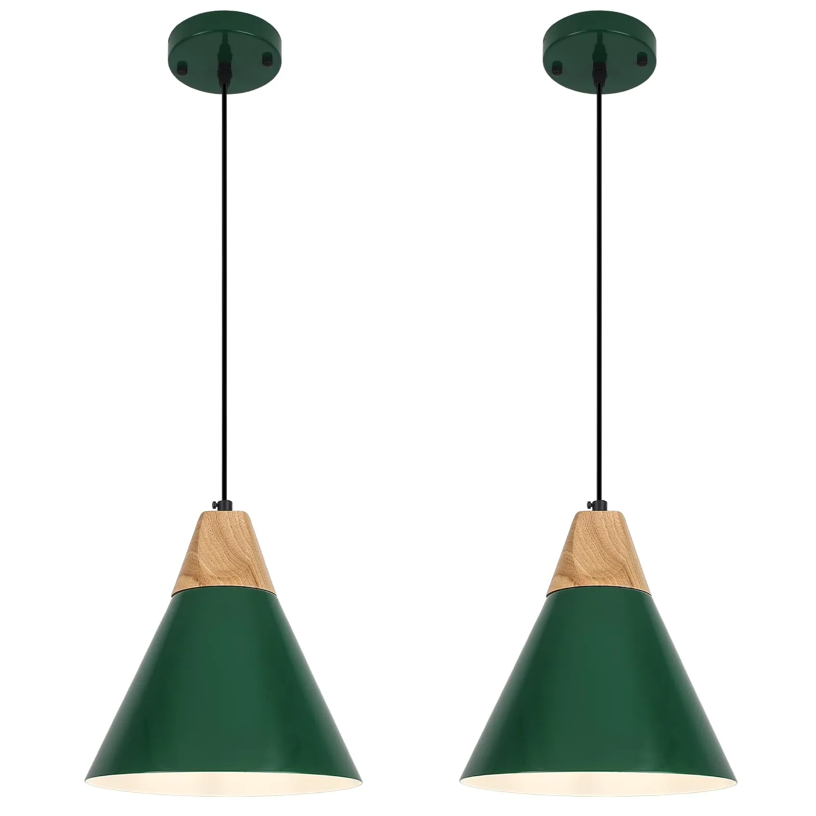 Green Farmhouse Industrial Pendant Light 9.4" 2-Pack