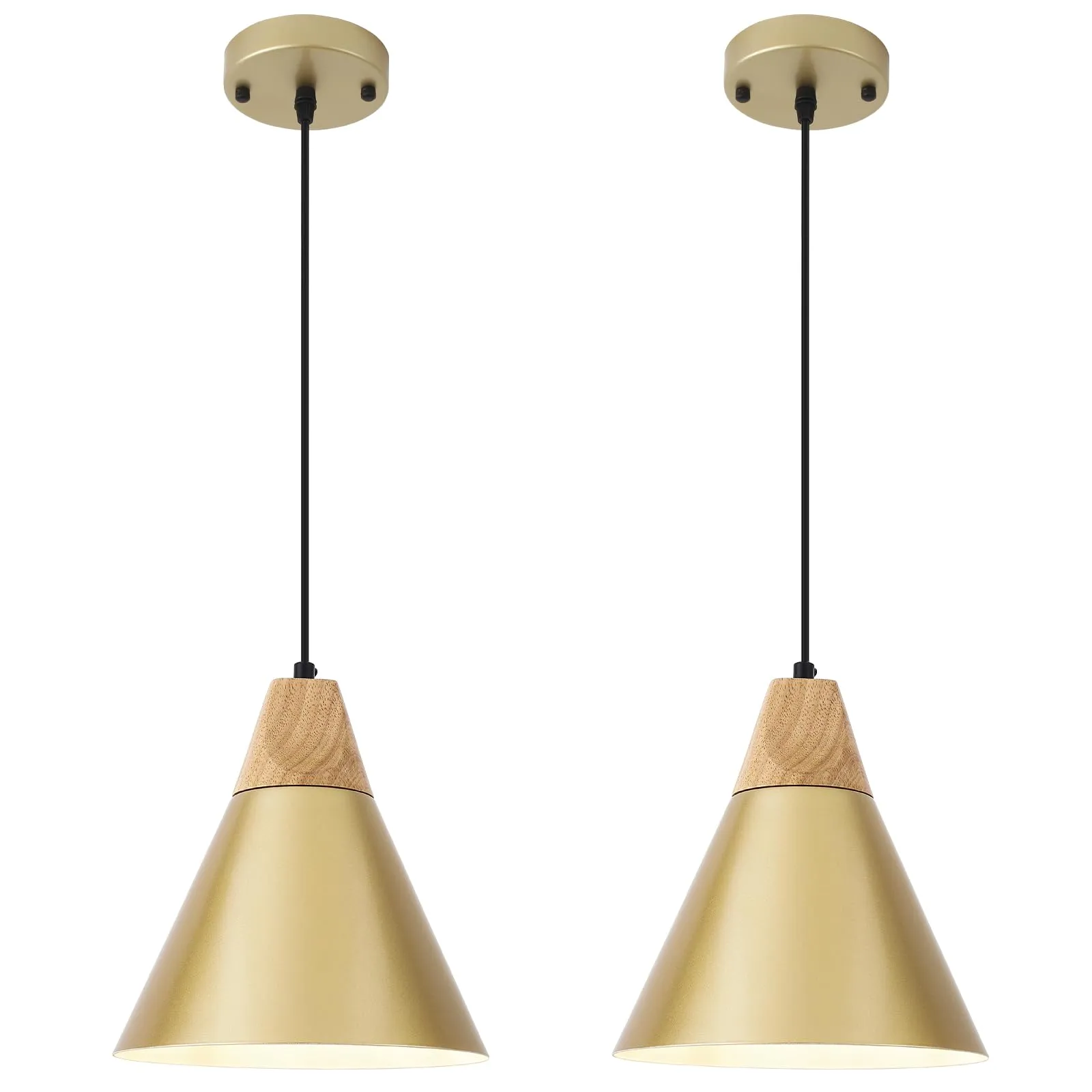 Gold Farmhouse Pendant Light 9.4" 2-Pack