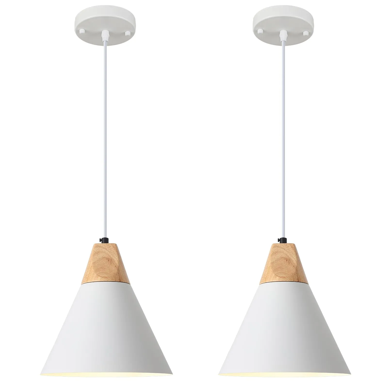 White Farmhouse Pendant Light 9.4" 2-Pack