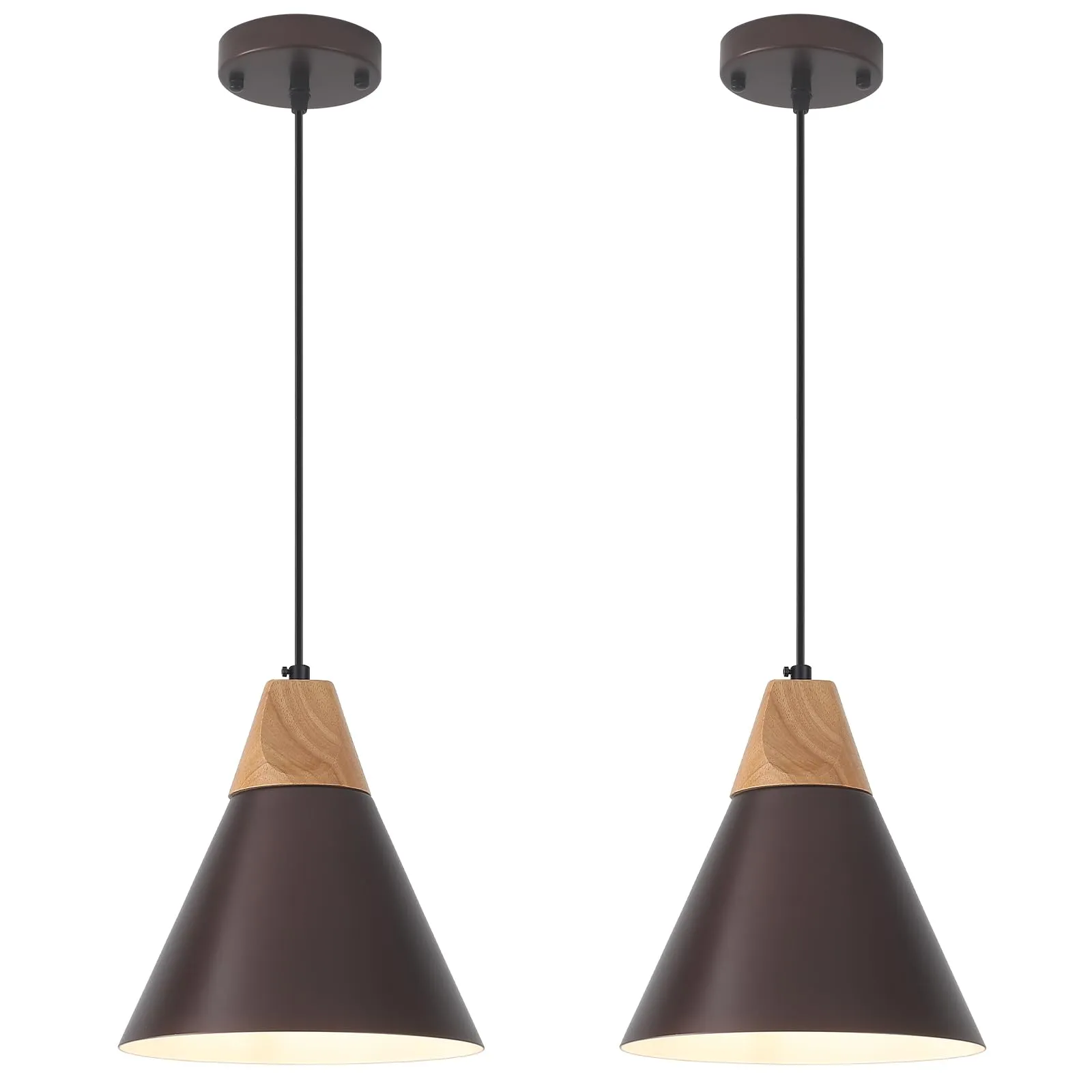 Brown Farmhouse Pendant Light 9.4" 2-Pack