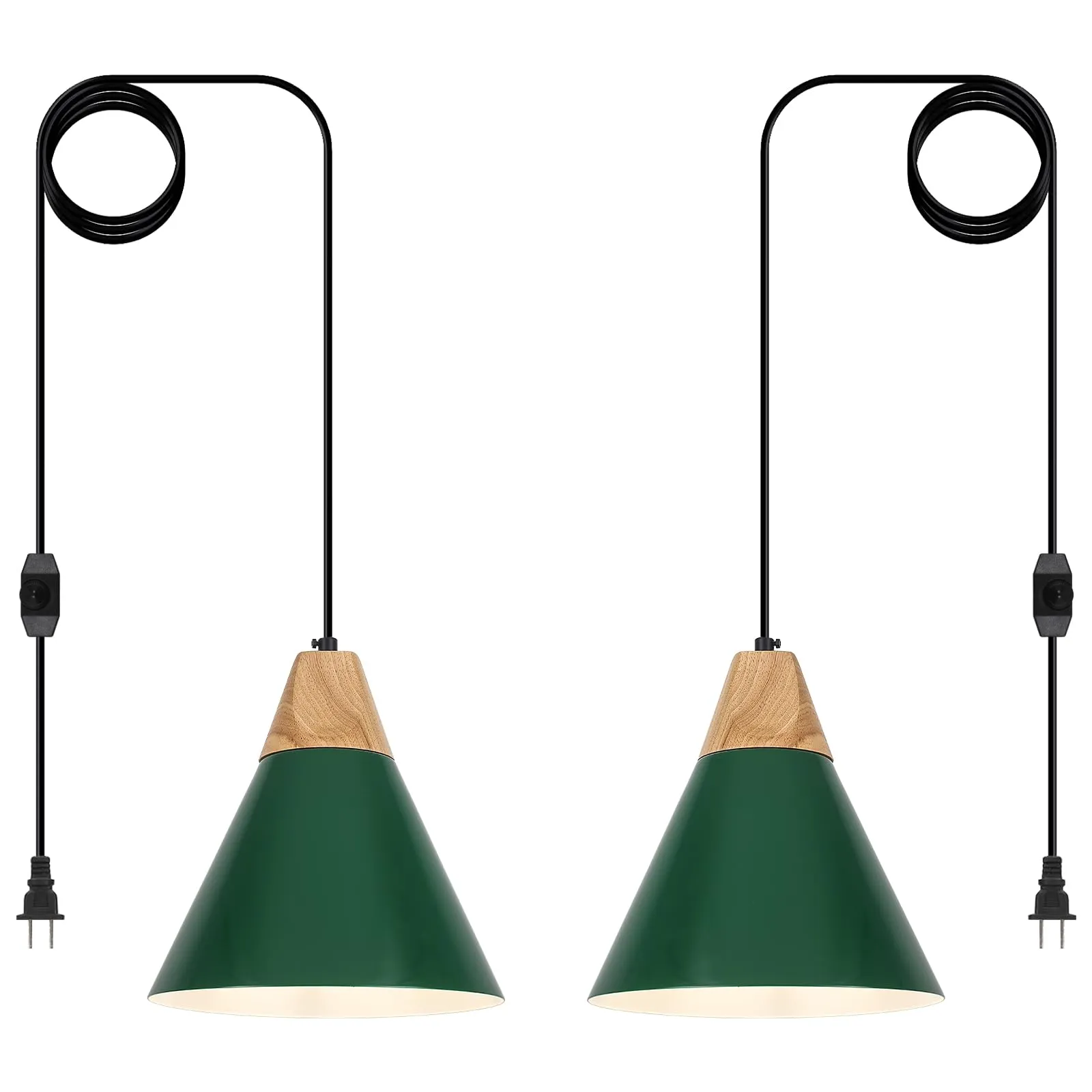 9.4" Black Farmhouse Pendant Light 2-Pack