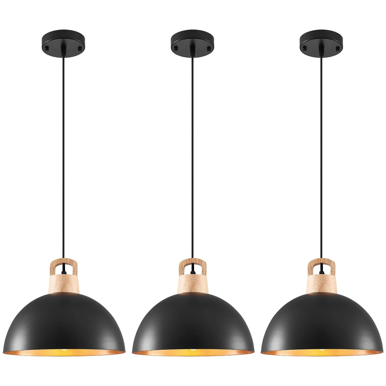 11.8" Black Modern Farmhouse Pendant Light 3-Pack