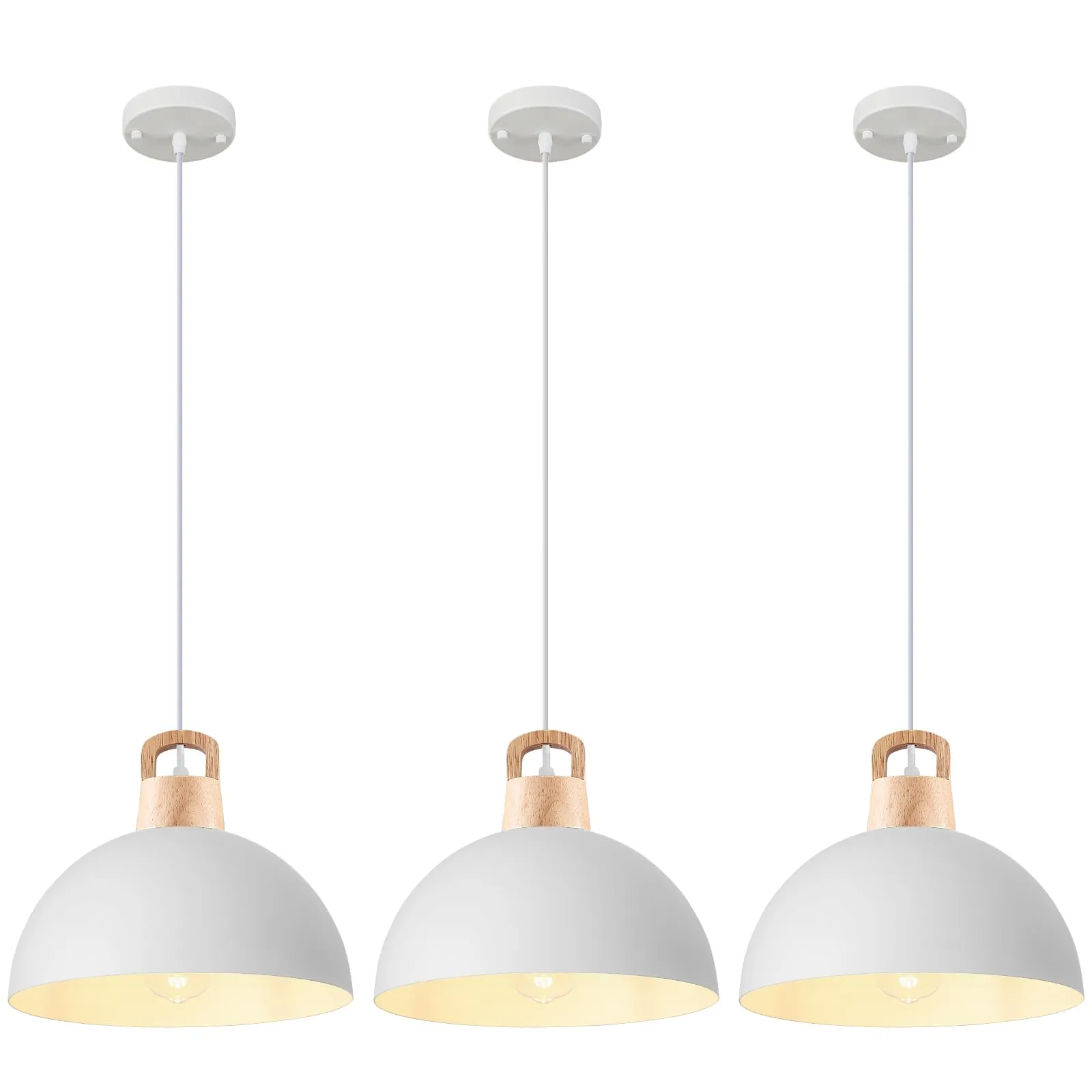 11.8" White Farmhouse Pendant Light 3-Pack