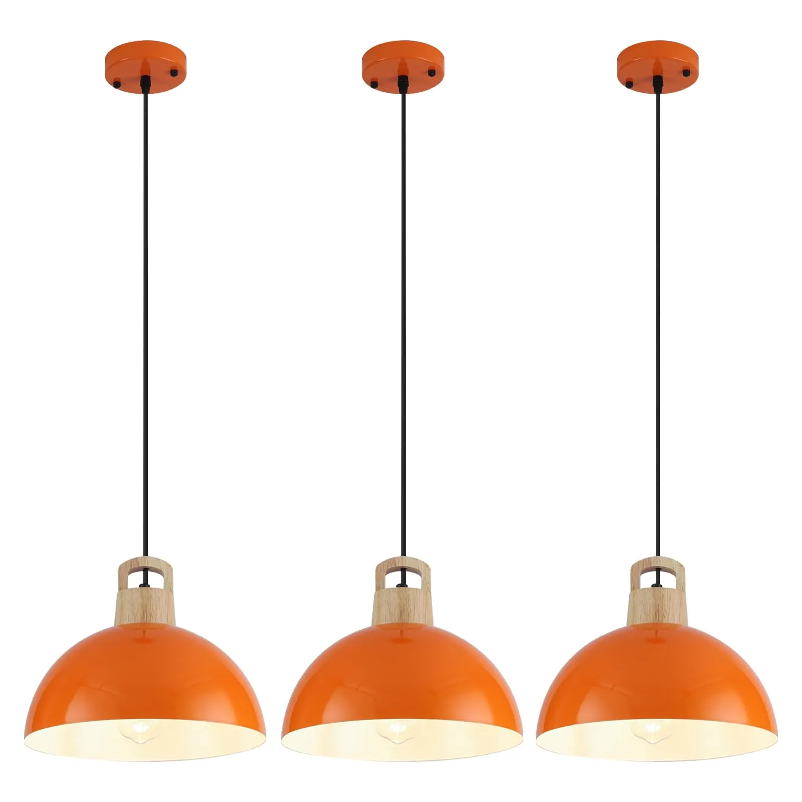 11.8" Orange Modern Farmhouse Pendant Light 3-Pack