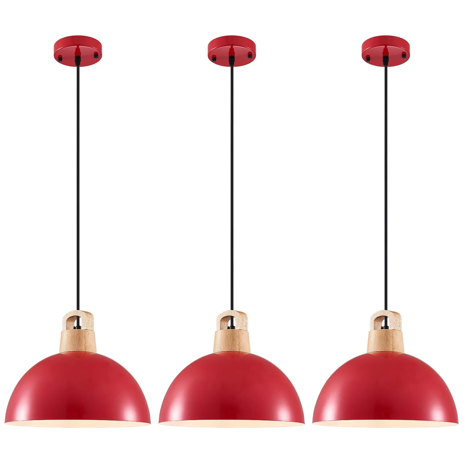 11.8" Red Farmhouse Pendant Light 3-Pack