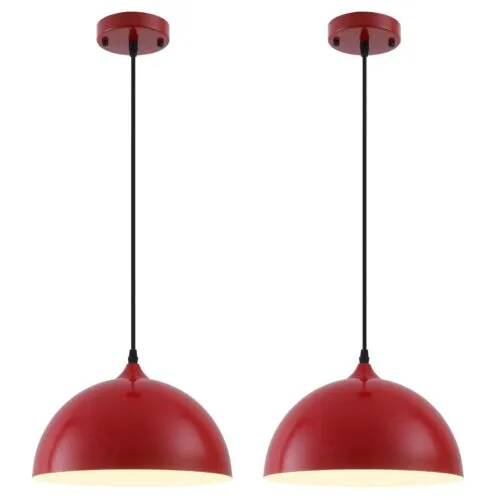 Red Farmhouse Industrial Pendant Light 2-Pack