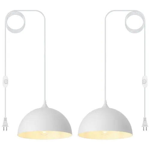 White Plug-in Pendant Light 2-Pack