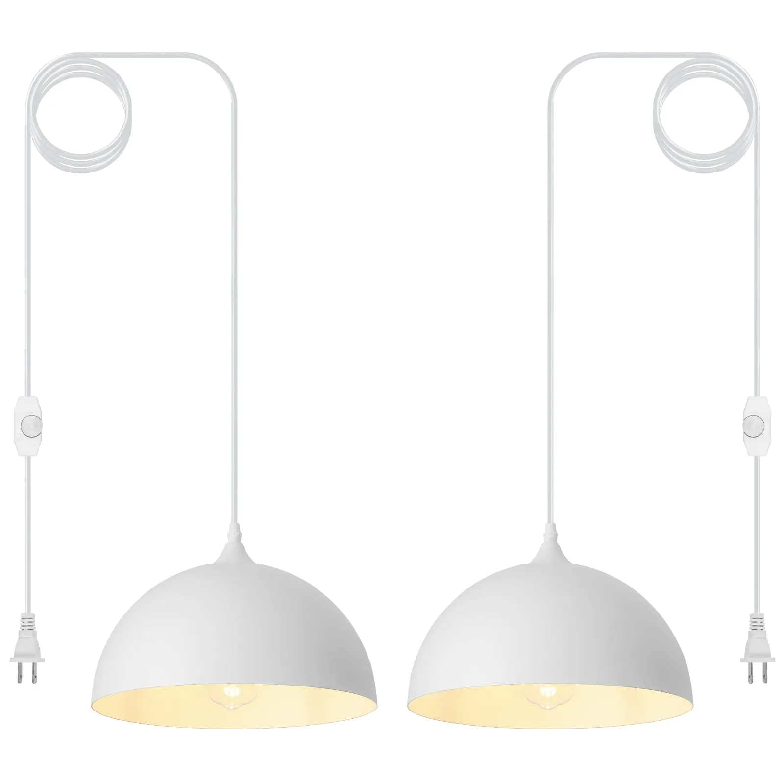 White Plug-in Pendant Light 2-Pack