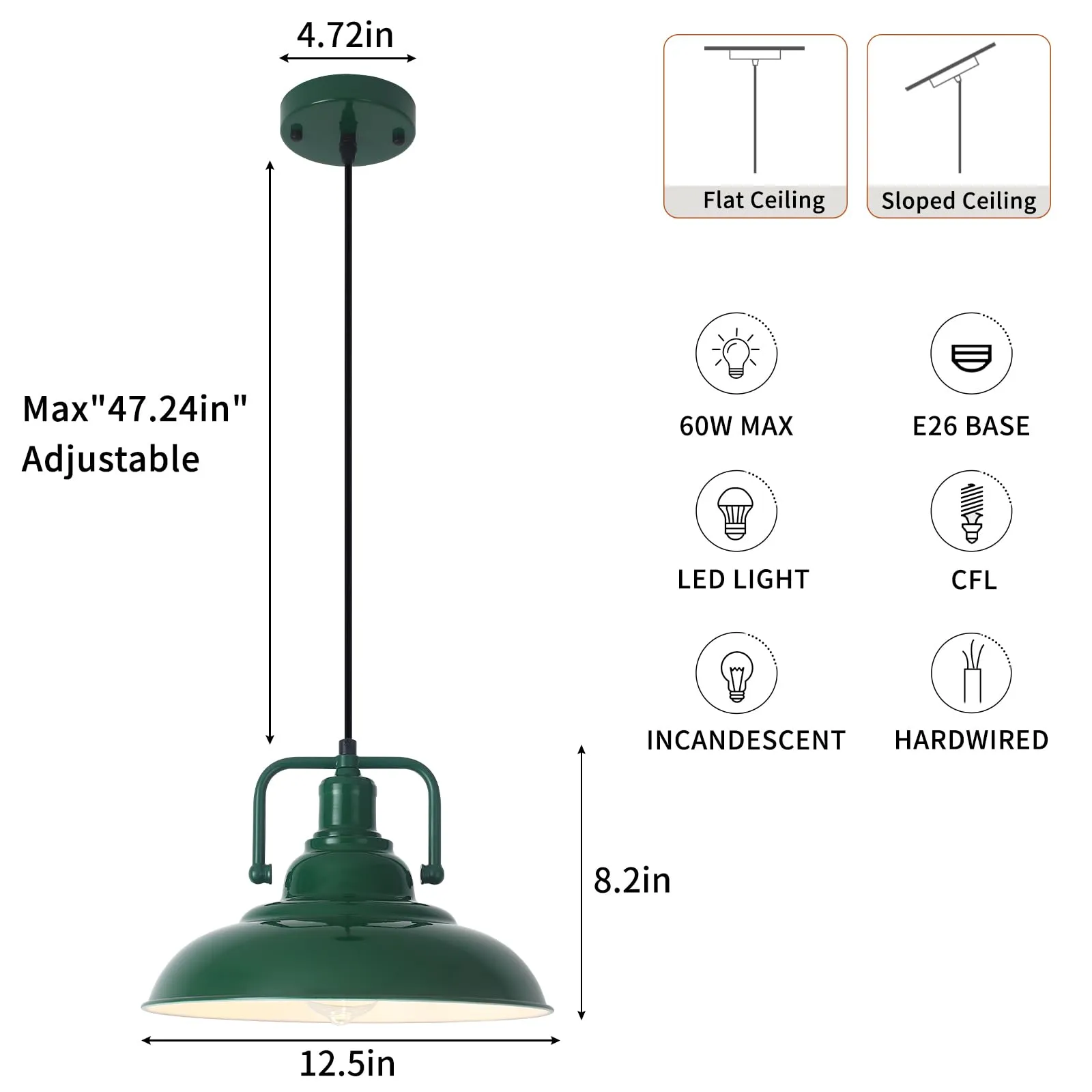 Green Farmhouse Industrial Pendant Light 3-Pack - Image 2