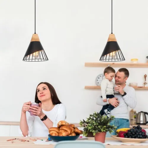 Black Modern Farmhouse Pendant Light 9.4