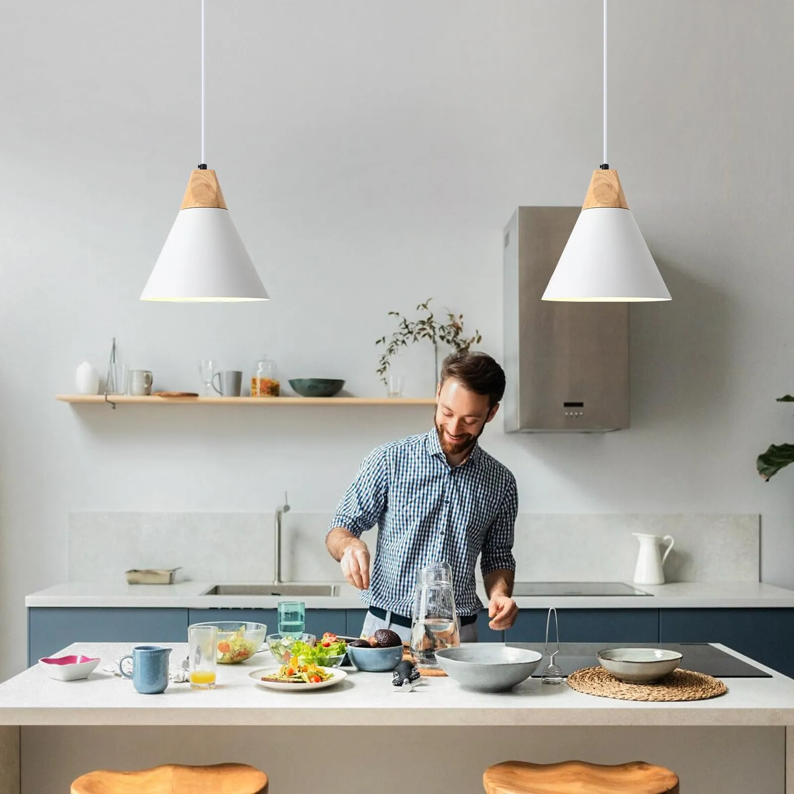 9.4" White Plug-in Pendant Light 2-Pack - Image 2