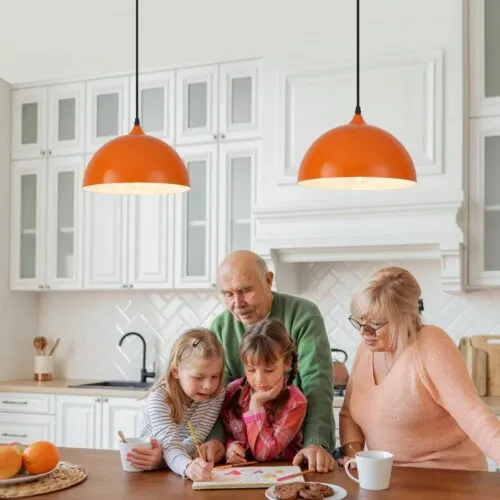 Orange Farmhouse Pendant Light 2-Pack