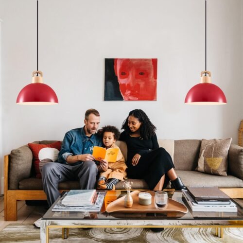 11.8" Red Farmhouse Pendant Light 3-Pack