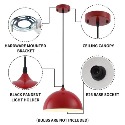 Red Farmhouse Industrial Pendant Light 2-Pack