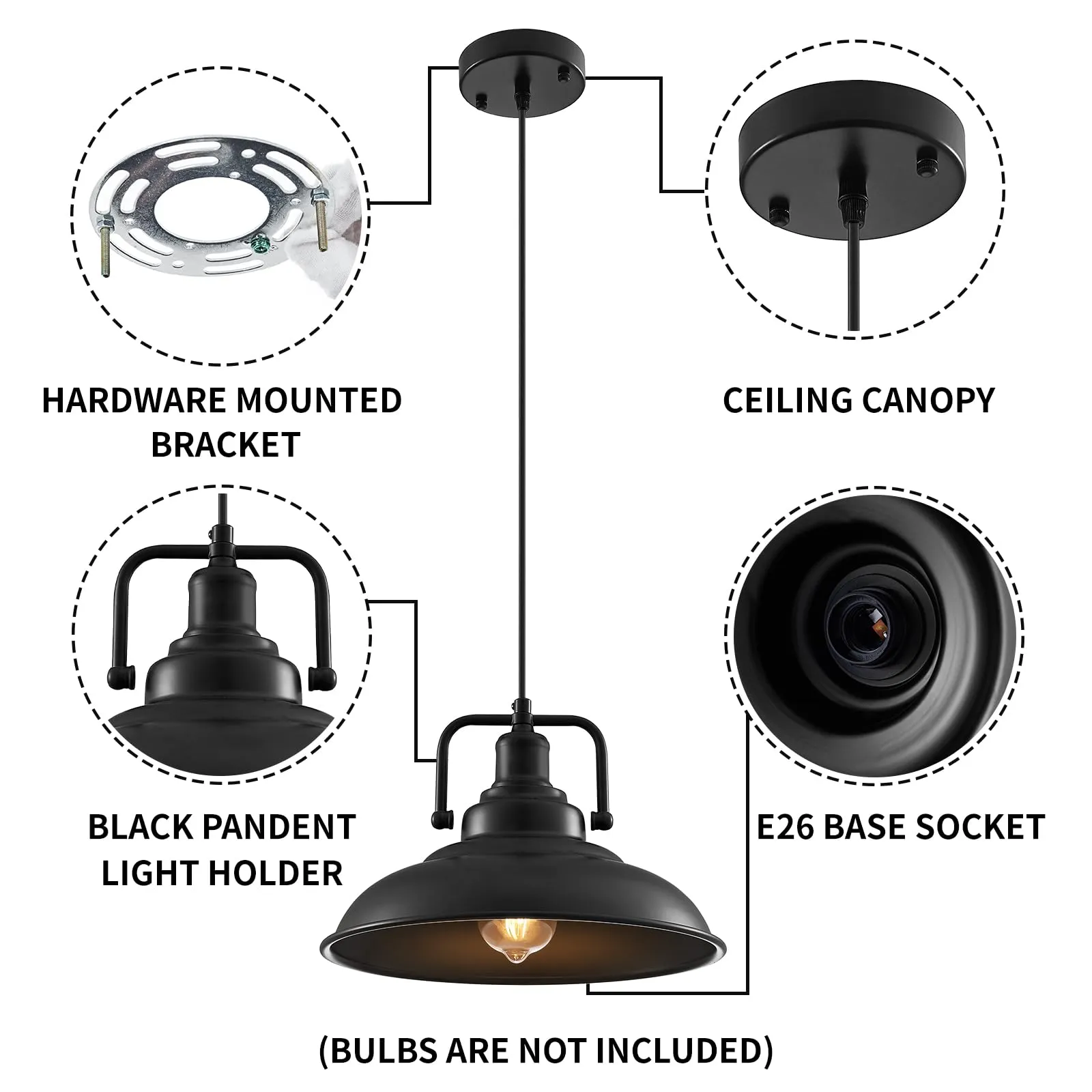 Black Farmhouse Pendant Light 3-Pack - Image 3