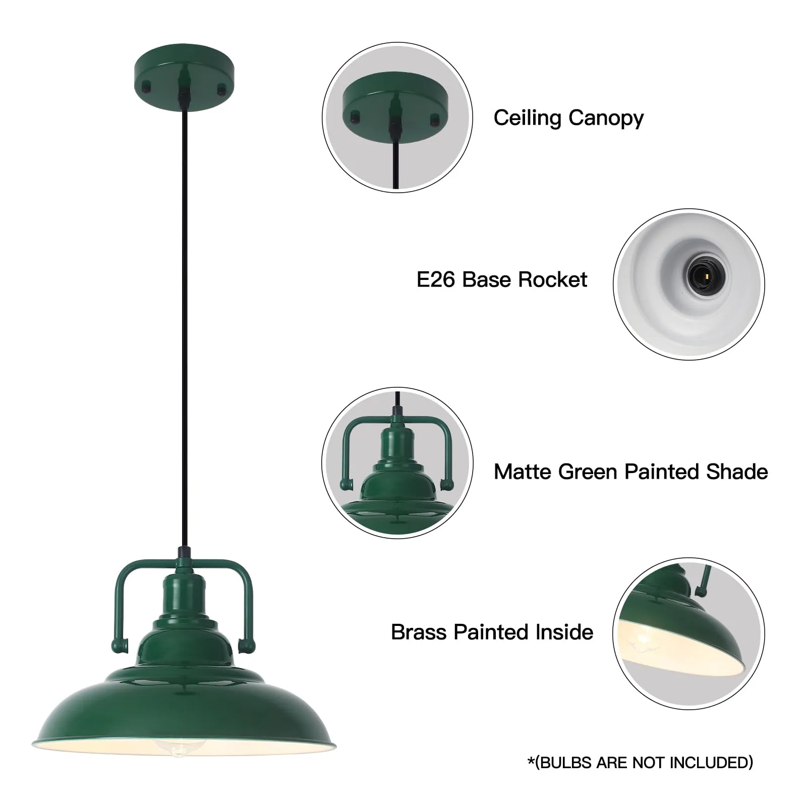 Green Farmhouse Industrial Pendant Light 3-Pack - Image 3