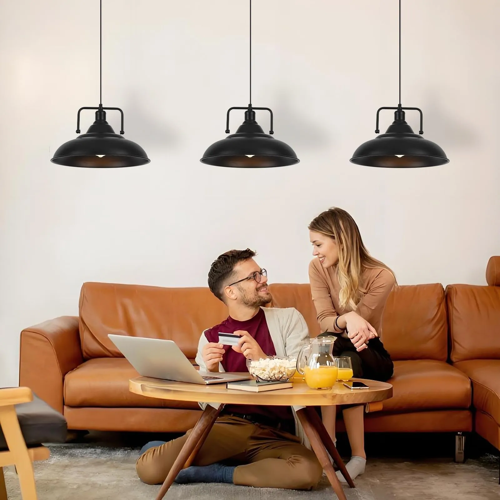 Black Large Farmhouse Pendant Light 15.7" 3-Pack - Image 3