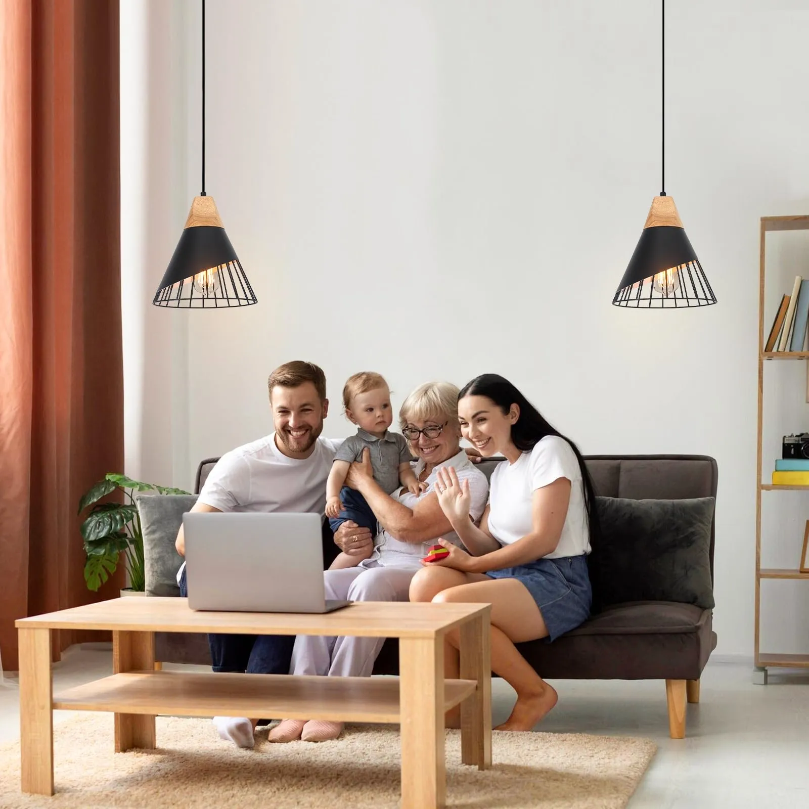 Black Modern Farmhouse Pendant Light 9.4" 2-Pack - Image 3