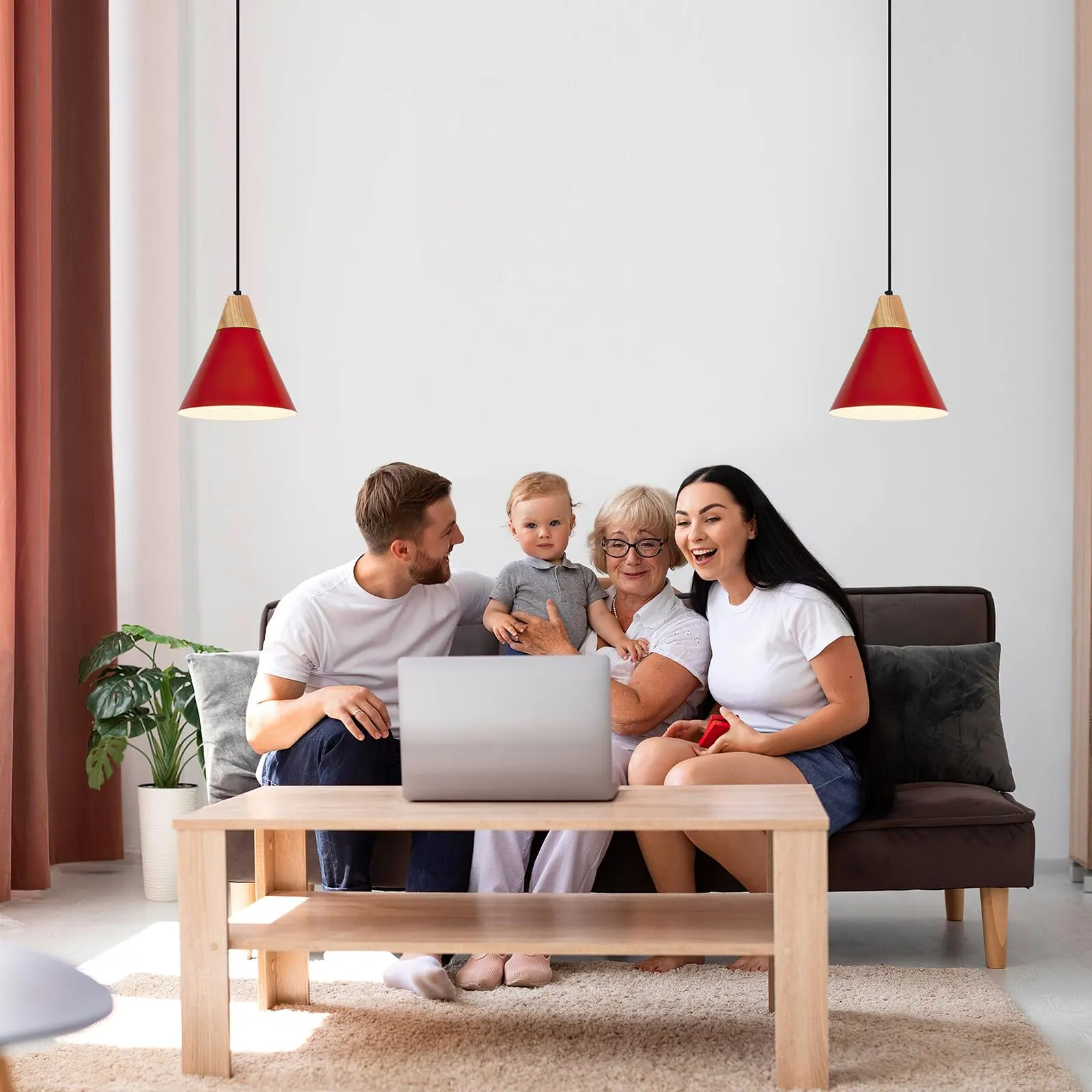 9.4" Red Plug-in Pendant Light 2-Pack - Image 3