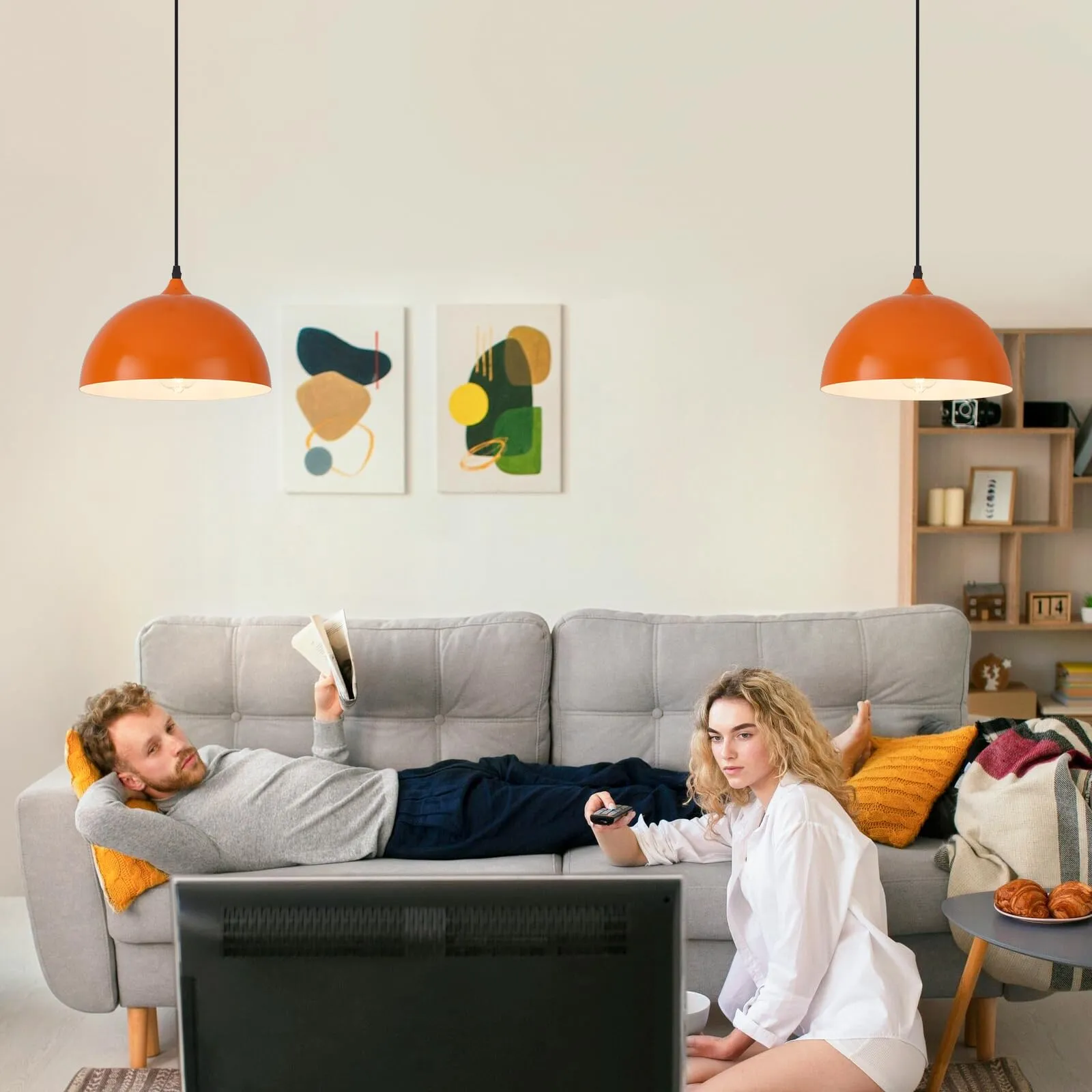 Orange Farmhouse Pendant Light 2-Pack - Image 3