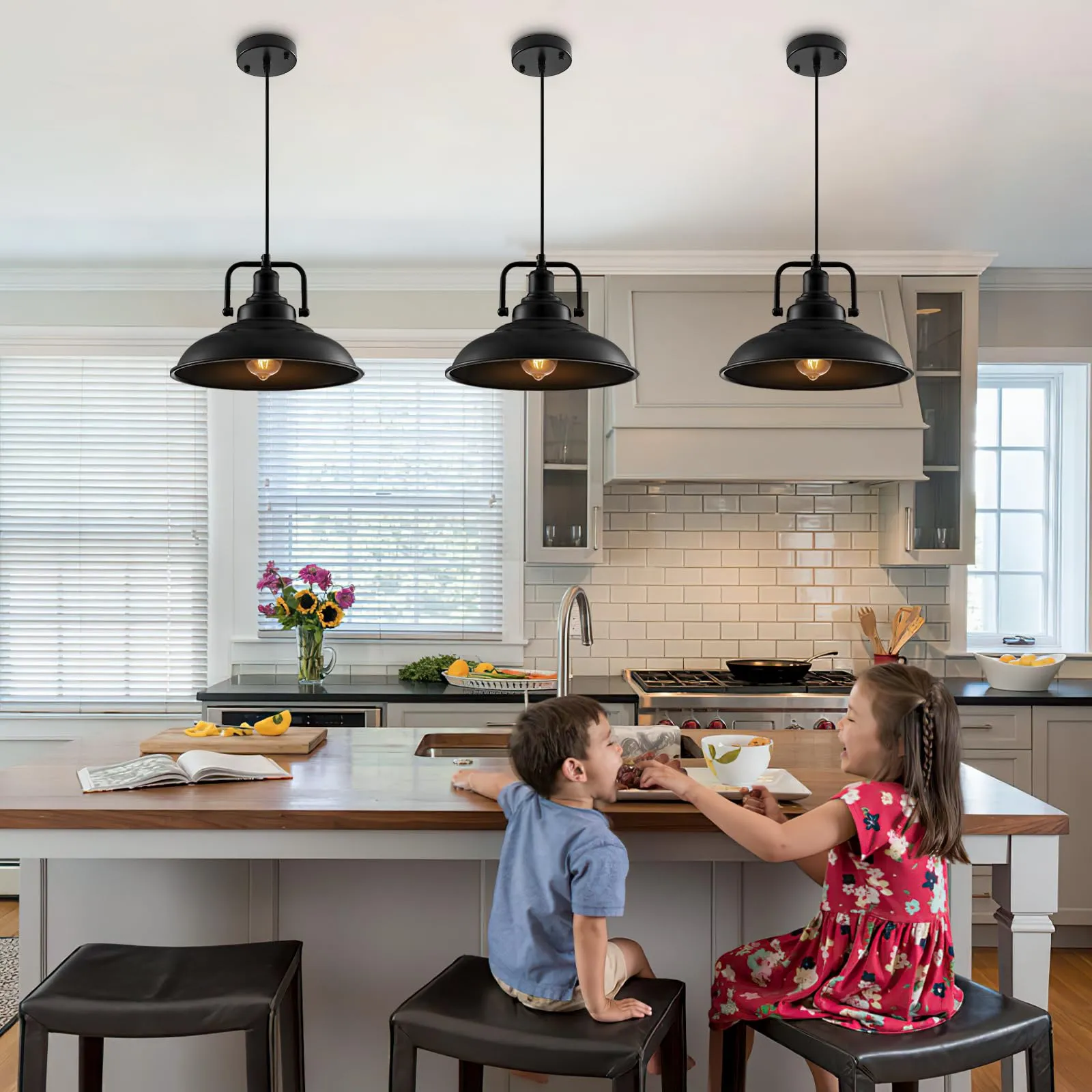 Black Farmhouse Pendant Light 3-Pack - Image 4