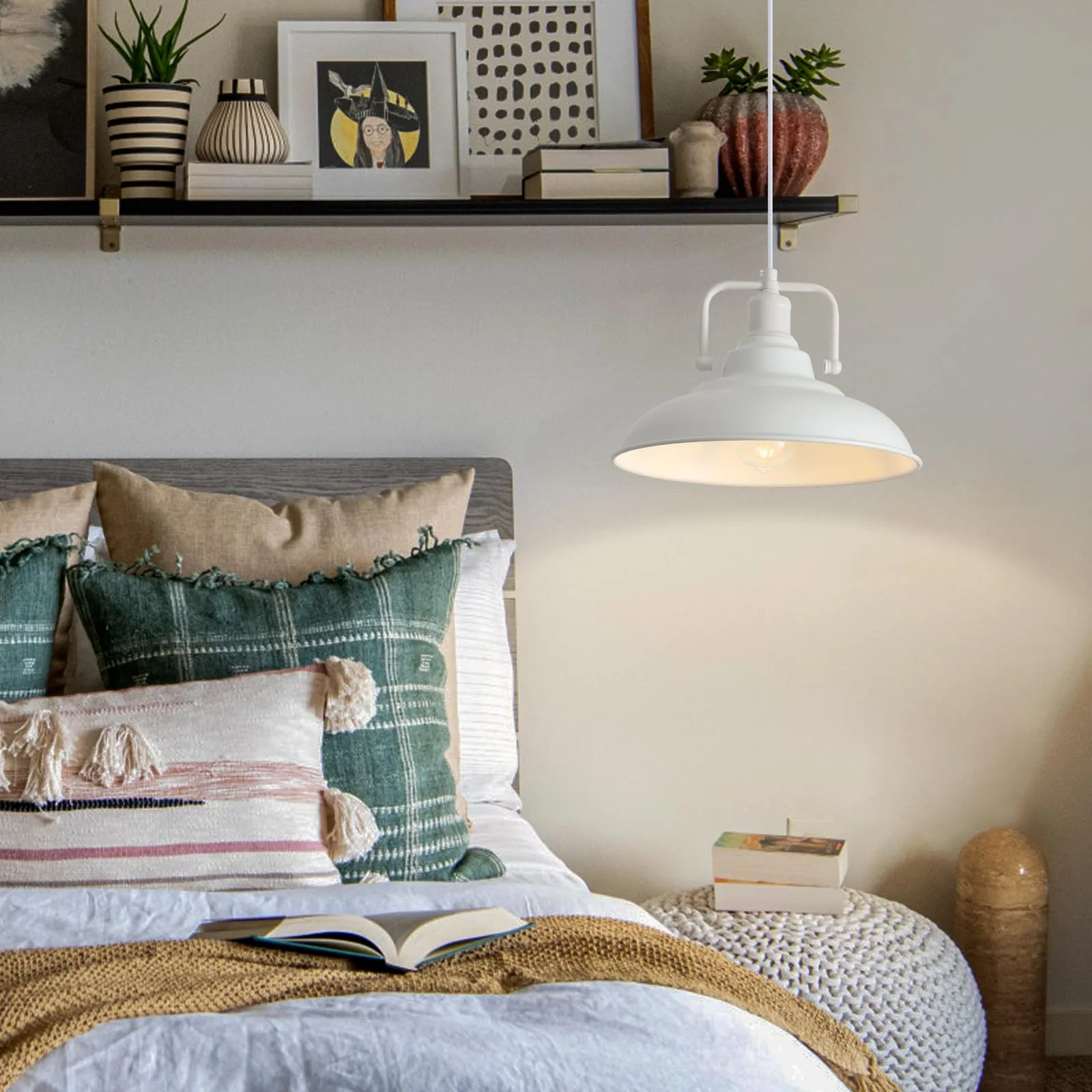 White Farmhouse Industrial Pendant Light 3-Pack - Image 4
