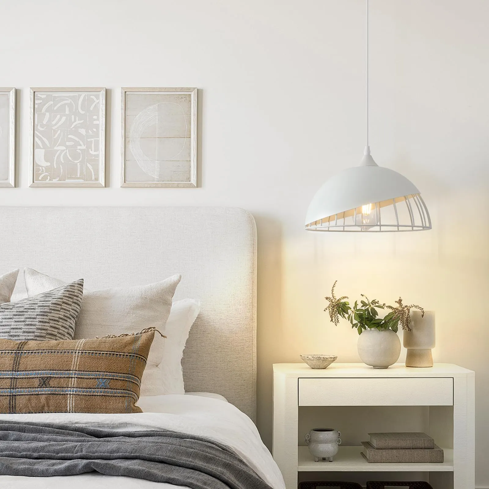White Farmhouse Pendant Light 11.8" 2-Pack - Image 4