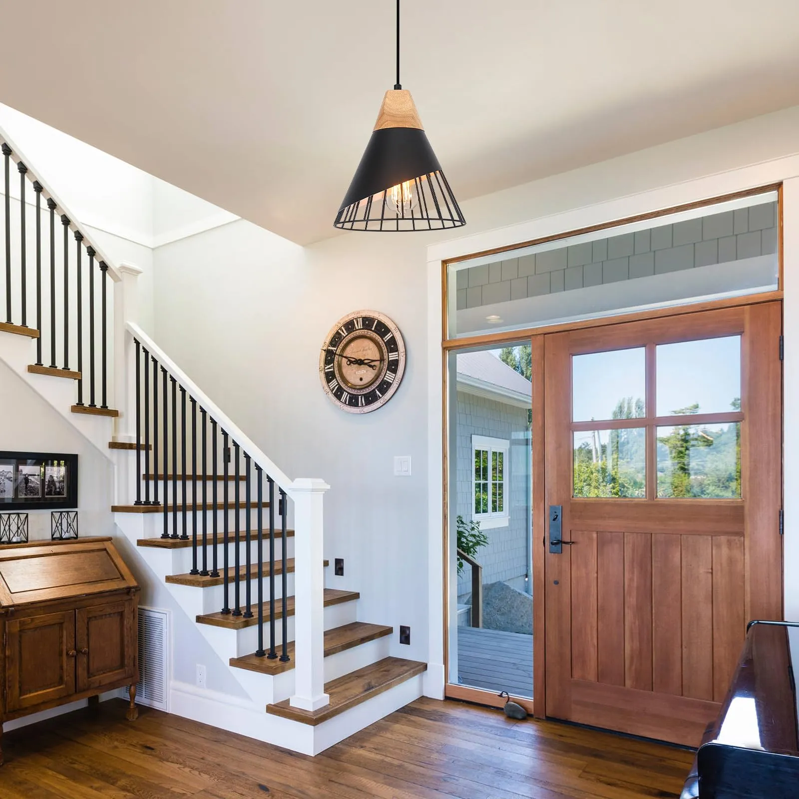 Black Modern Farmhouse Pendant Light 9.4" 2-Pack - Image 4