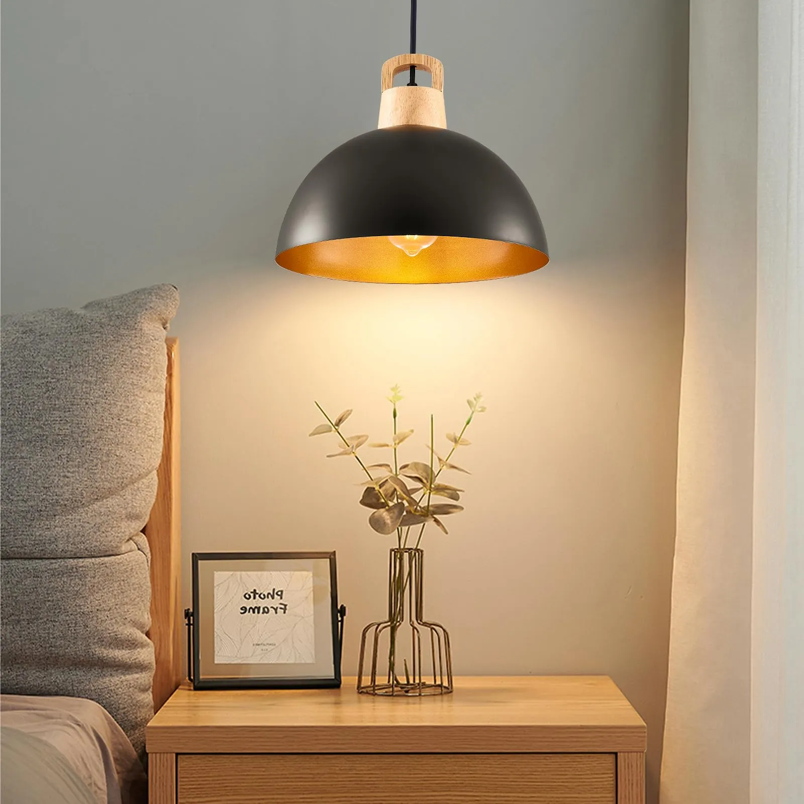 11.8" Black Modern Farmhouse Pendant Light 3-Pack - Image 4
