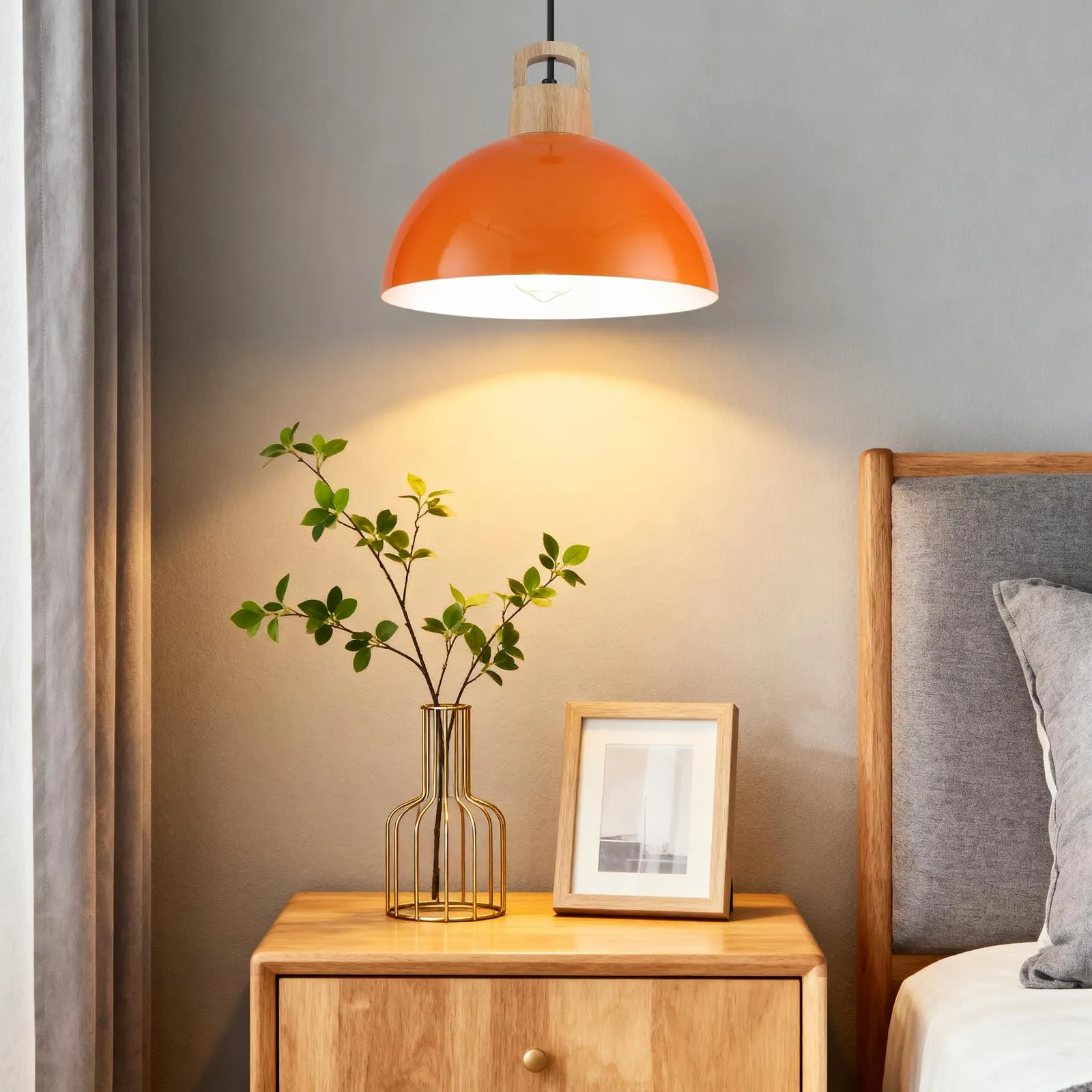 11.8" Orange Modern Farmhouse Pendant Light 3-Pack - Image 4