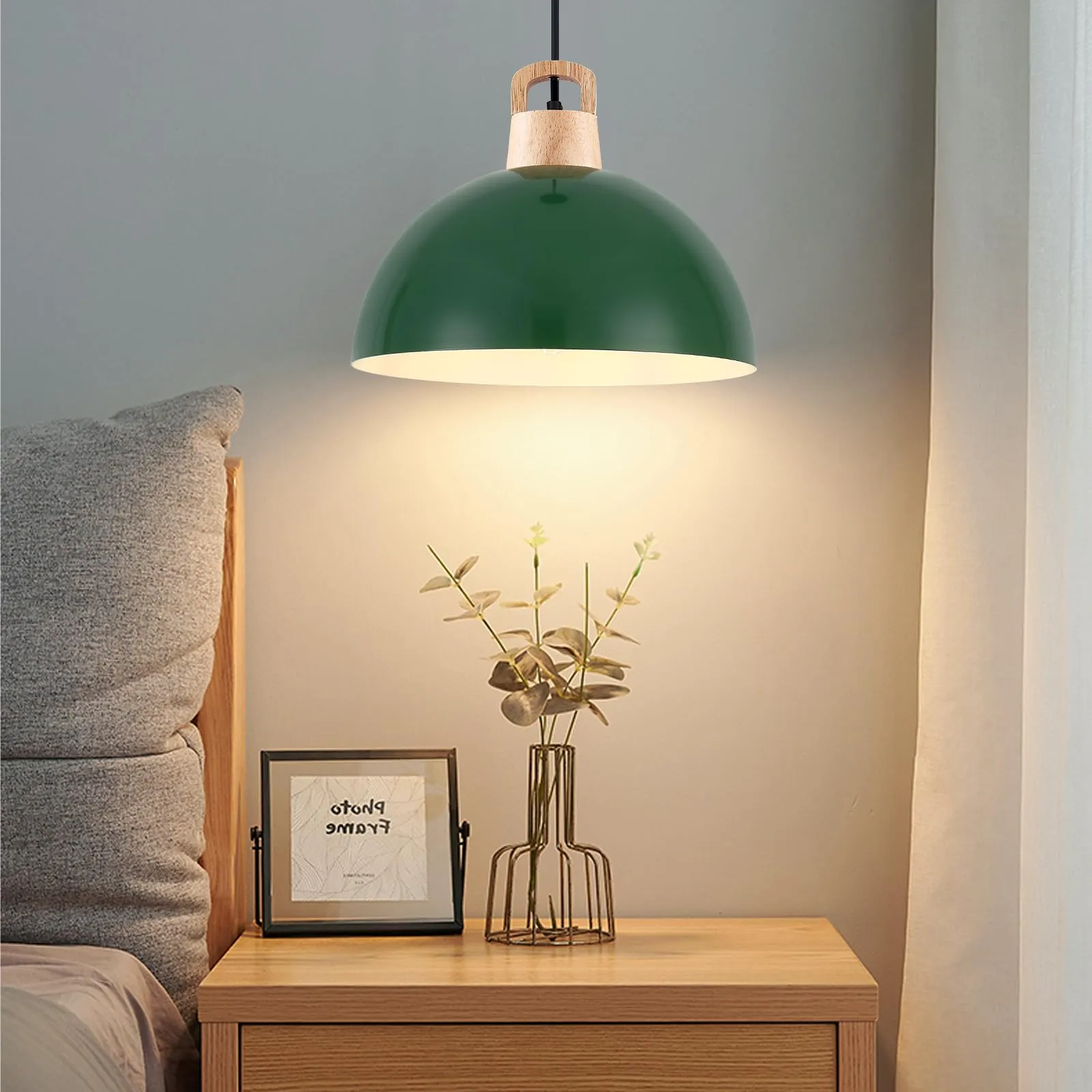 11.8" Green Farmhouse Industrial Pendant Light 3-Pack - Image 4