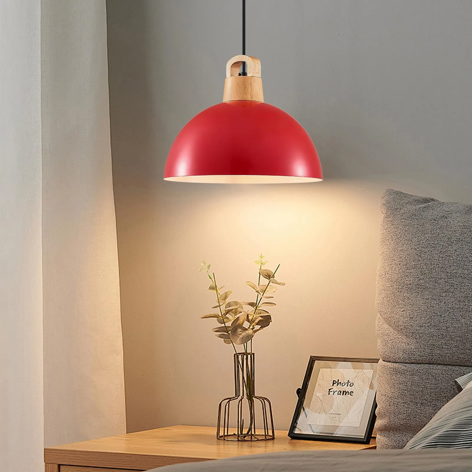 11.8" Red Farmhouse Pendant Light 3-Pack - Image 4