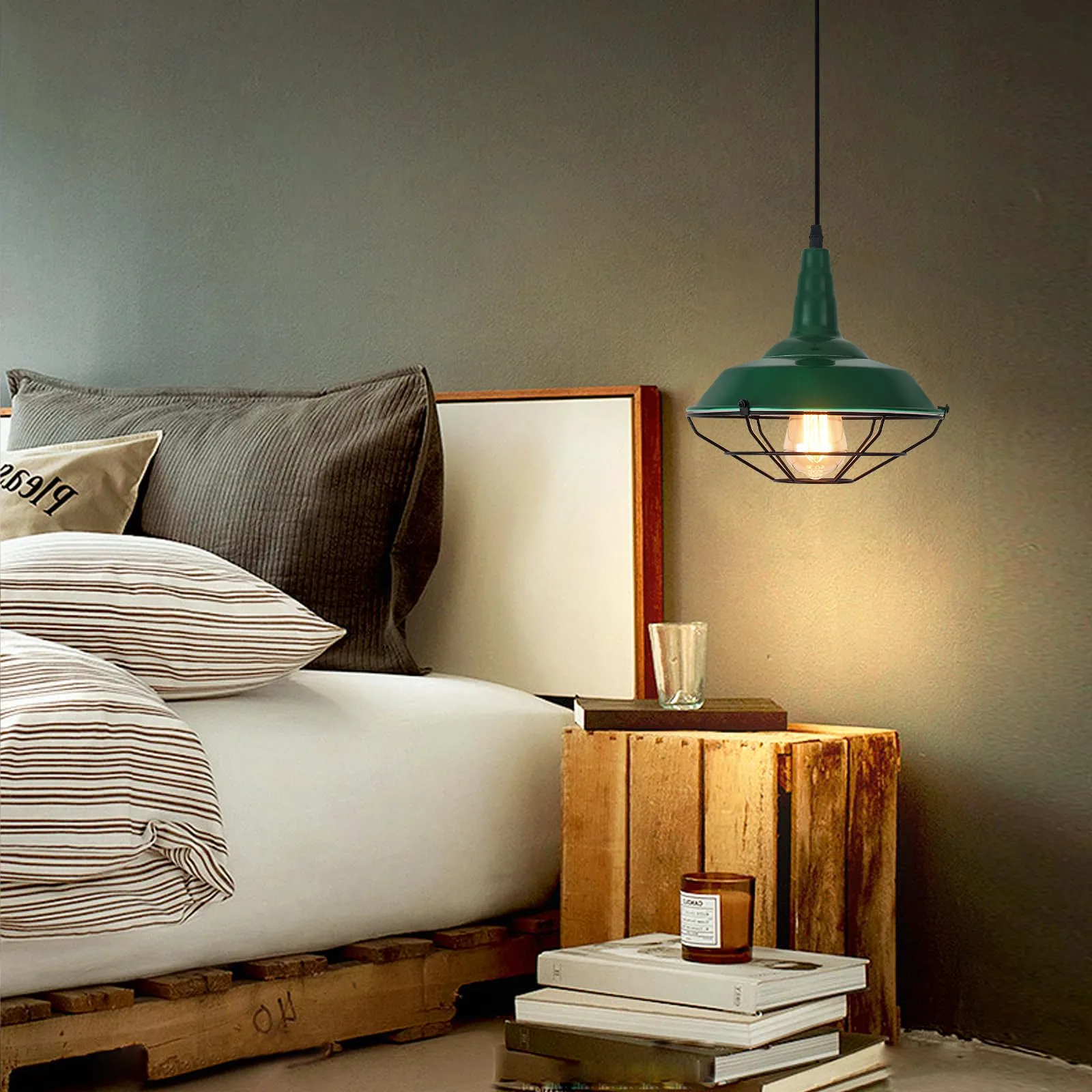 10.5" Green Modern Farmhouse Pendant Light 3-Pack - Image 4