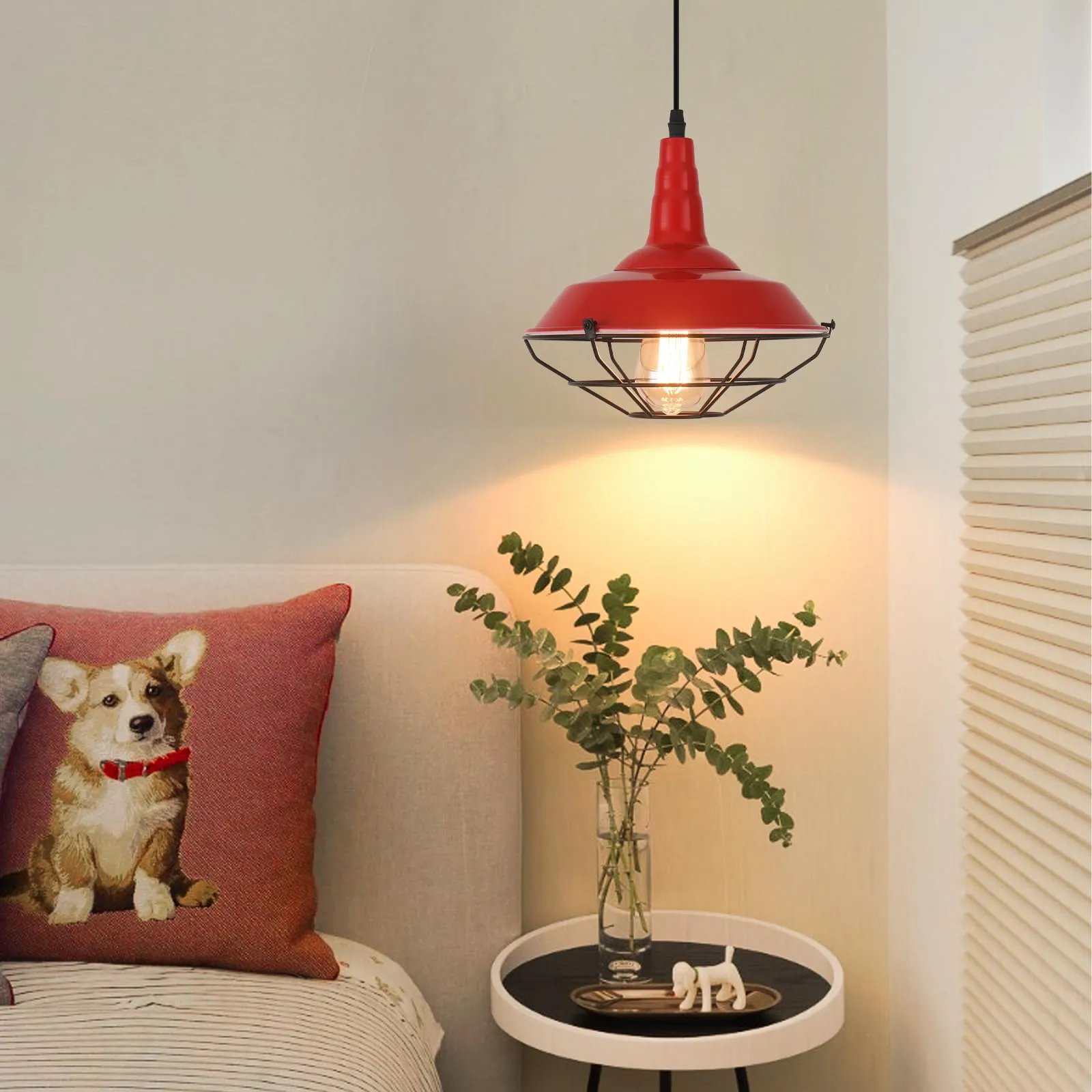 10.5" Red Modern Farmhouse Pendant Light 3-Pack - Image 4